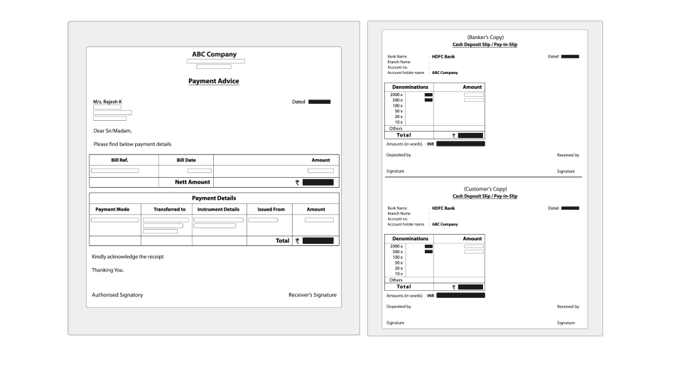 Generate cash deposit slips